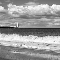 Buy canvas prints of Beach view of St. Marys Lighthouse  by Naylor's Photography