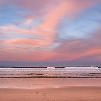 Buy canvas prints of Sunset on Bamburgh beach by Naylor's Photography