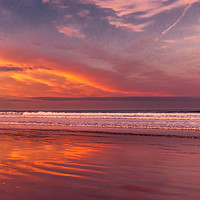 Buy canvas prints of Sunset glory at Bamburgh beach by Naylor's Photography