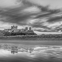 Buy canvas prints of Pretty as a Picture - Bamburgh Castle B&W by Naylor's Photography