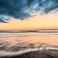 Buy canvas prints of Bamburgh beach sunset slowly exposed  by Naylor's Photography
