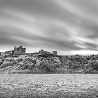 Buy canvas prints of The Magnificent Bamburgh Castle in Mono by Naylor's Photography