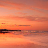 Buy canvas prints of  Red sunset -Bamburgh beach by Naylor's Photography