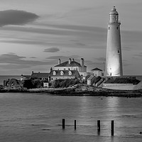 Buy canvas prints of Black and White St Mary evening glow by Naylor's Photography