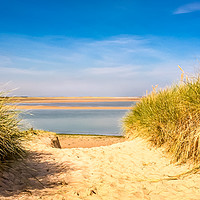 Buy canvas prints of Through the dunes over to Budle Bay by Naylor's Photography