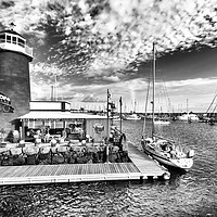 Buy canvas prints of Waterbus arriving at the Marina in B&W by Naylor's Photography
