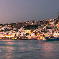 Buy canvas prints of Mykonos town by night  by Naylor's Photography