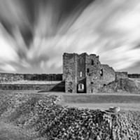 Buy canvas prints of Tynemouth Castle mono Panorama by Naylor's Photography