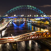 Buy canvas prints of Newcastle Bridges at Night by Naylor's Photography