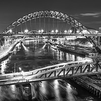 Buy canvas prints of Night at the Quayside in Mono by Naylor's Photography