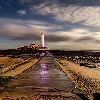 Buy canvas prints of Lighthouse bathed in moonlight by Naylor's Photography