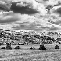 Buy canvas prints of The Castlerigg Standing Stones in Mono by Naylor's Photography