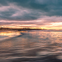 Buy canvas prints of Flaming sky at Bamburgh beach by Naylor's Photography