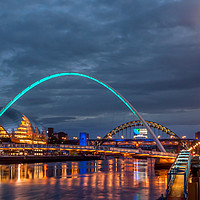 Buy canvas prints of Beautiful bridges and quayside at night by Naylor's Photography