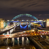 Buy canvas prints of The Tyne Bridges by Night by Naylor's Photography