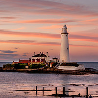 Buy canvas prints of Evening twilight St Mary's Lighthouse by Naylor's Photography