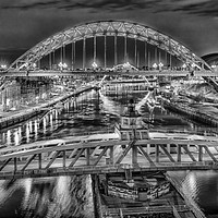 Buy canvas prints of Black and White Bridges of the Tyne by Naylor's Photography