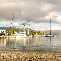 Buy canvas prints of Sail into Fiskardo Bay by Naylor's Photography
