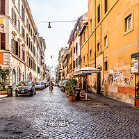 Buy canvas prints of Cobblestone streets of Trastevere  by Naylor's Photography