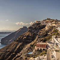 Buy canvas prints of Beautiful view over Fira town by Naylor's Photography
