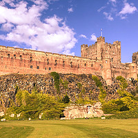 Buy canvas prints of Peaceful tranquil beautiful Bamburgh Castle by Naylor's Photography