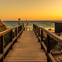 Buy canvas prints of Sunset boardwalk to Praia da Falesia beach by Naylor's Photography