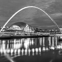 Buy canvas prints of Newcastle quayside evening in mono by Naylor's Photography