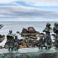 Buy canvas prints of The two Bees memorial at St. Abbs  by Naylor's Photography