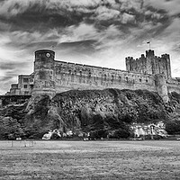 Buy canvas prints of Black and White beauy Bamburgh Castle  by Naylor's Photography