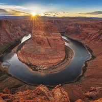 Buy canvas prints of Horseshoe Bend, Sunset by Colin & Linda McKie