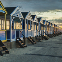 Buy canvas prints of Beach Huts, Southwold at Sunrise 1 by Colin & Linda McKie