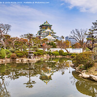 Buy canvas prints of Osaka Castle Keep Reflection by Colin & Linda McKie
