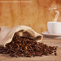 Buy canvas prints of Coffee Beans and Burlap Sack by Colin & Linda McKie