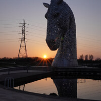 Buy canvas prints of the Kelpies at sunset , the Helix , Falkirk Scotland by Photogold Prints
