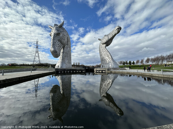 The Kelpies on reflection Picture Board by Photogold Prints
