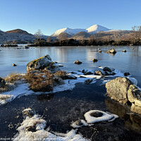 Buy canvas prints of Loch nah achlaise and snow covered Black Mount in the Highlands of Scotland by Photogold Prints