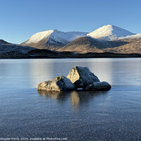 Buy canvas prints of rock in frozen loch , Black Mount , Scotland by Photogold Prints