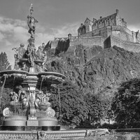Buy canvas prints of Edinburgh Castle black and white by Photogold Prints