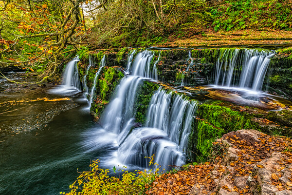 Sgwd y Pannwr Waterfall, Brecon Beacons Four Falls Trail Picture Board by David Ross