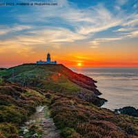 Buy canvas prints of Strumble Head Lighthouse Sunset by David Ross