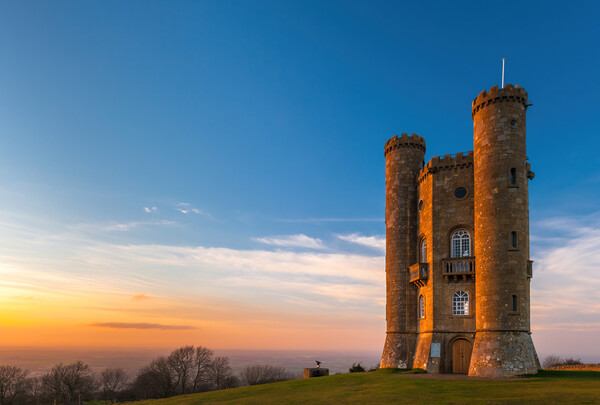 Broadway Tower Sunset, Cotswolds Picture Board by David Ross