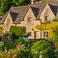 Buy canvas prints of Cotswold Cottage Garden, Bibury by David Ross