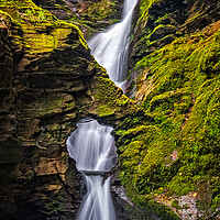 Buy canvas prints of St Nectan's Glen Waterfall by David Ross