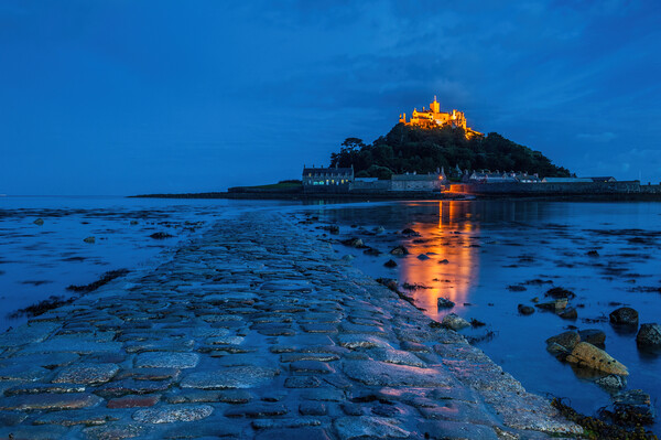 St Michael's Mount Causeway at Night Picture Board by David Ross