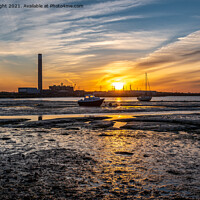 Buy canvas prints of Fawley Power Station, sunset and boats by Sue Knight