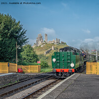 Buy canvas prints of Steam Train at Corfe, Dorset by Sue Knight