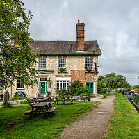 Buy canvas prints of The Barge Inn, Honeystreet by Sue Knight