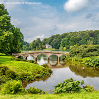 Buy canvas prints of A view across the lake, Stourhead, Wiltshire by Sue Knight