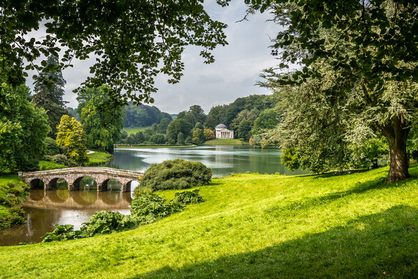 Stourhead Gardens with view of The Palladian bridge and Pantheon Picture Board by Sue Knight