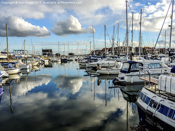  Reflections at Hythe Marina Picture Board by Sue Knight